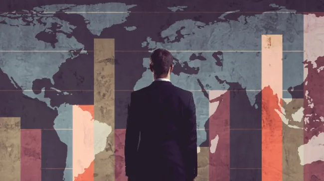 man standing in front of histogram